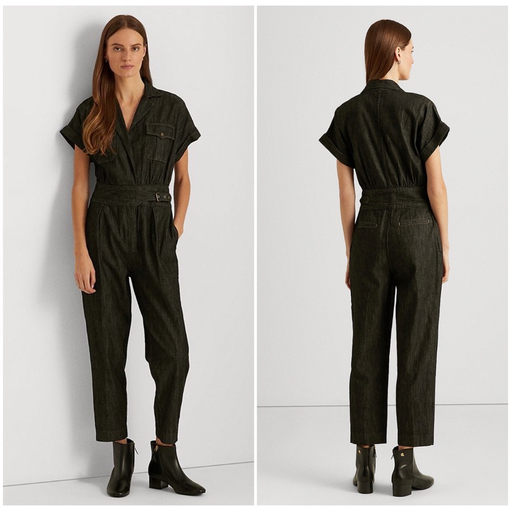Lauren Ralph Lauren Denim Short Sleeve Jumpsuit